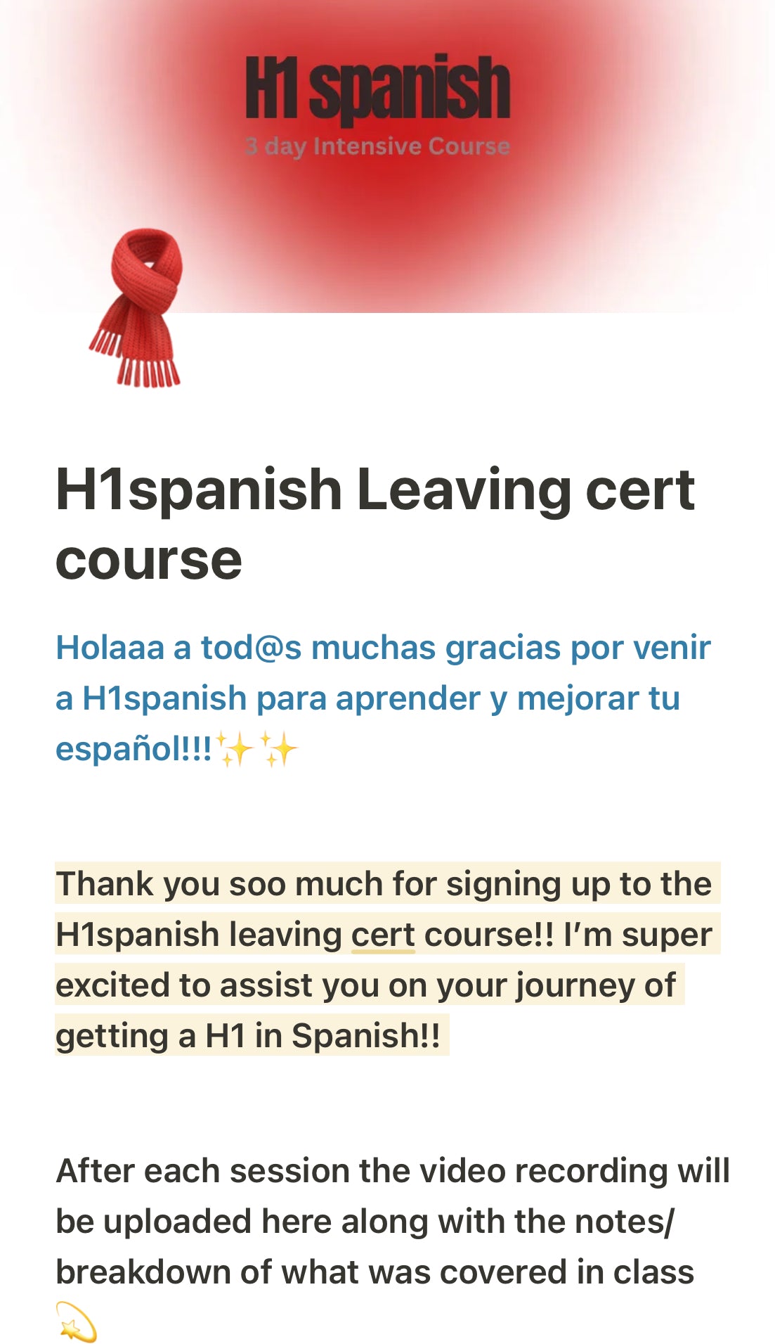 Leaving Cert Spanish intensive pre-recorded course