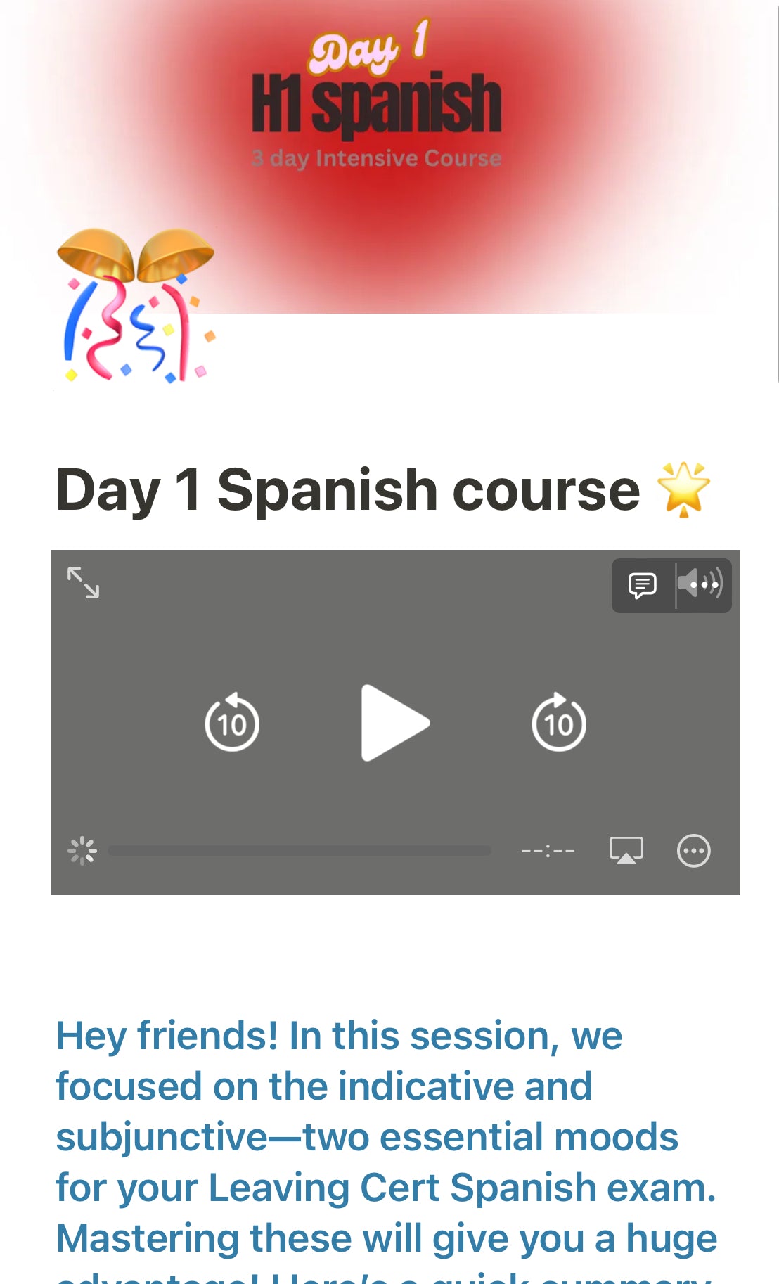 Leaving Cert Spanish intensive pre-recorded course