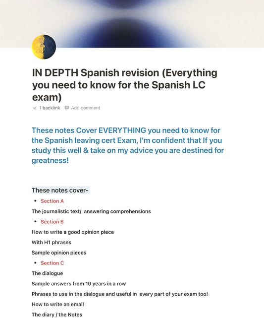 Everything you need to know for the Spanish Leaving cert exam