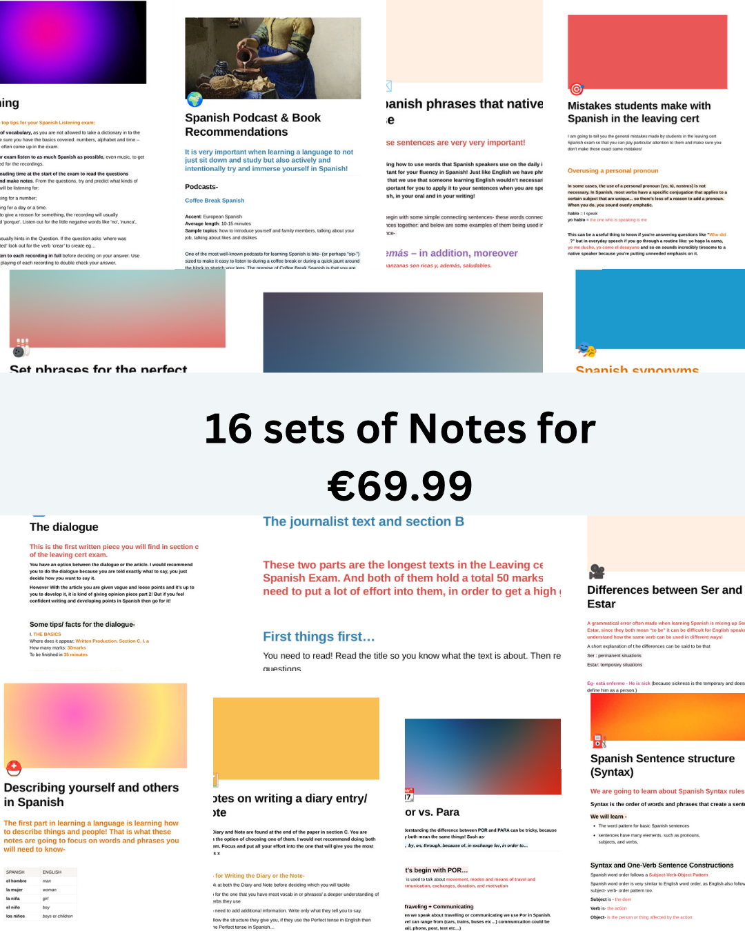 16 notes for €69.99