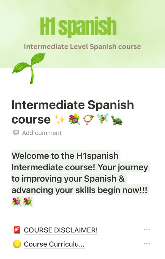 Pre-recorded 12+ Hour Spanish course (Intermediate)🌱