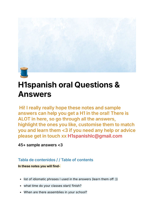 H1spanish oral notes