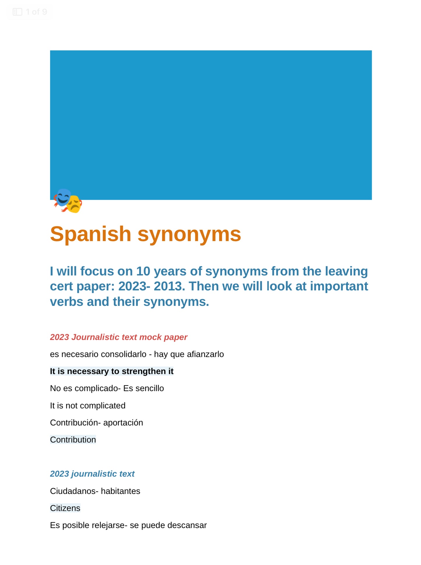 Spanish synonyms