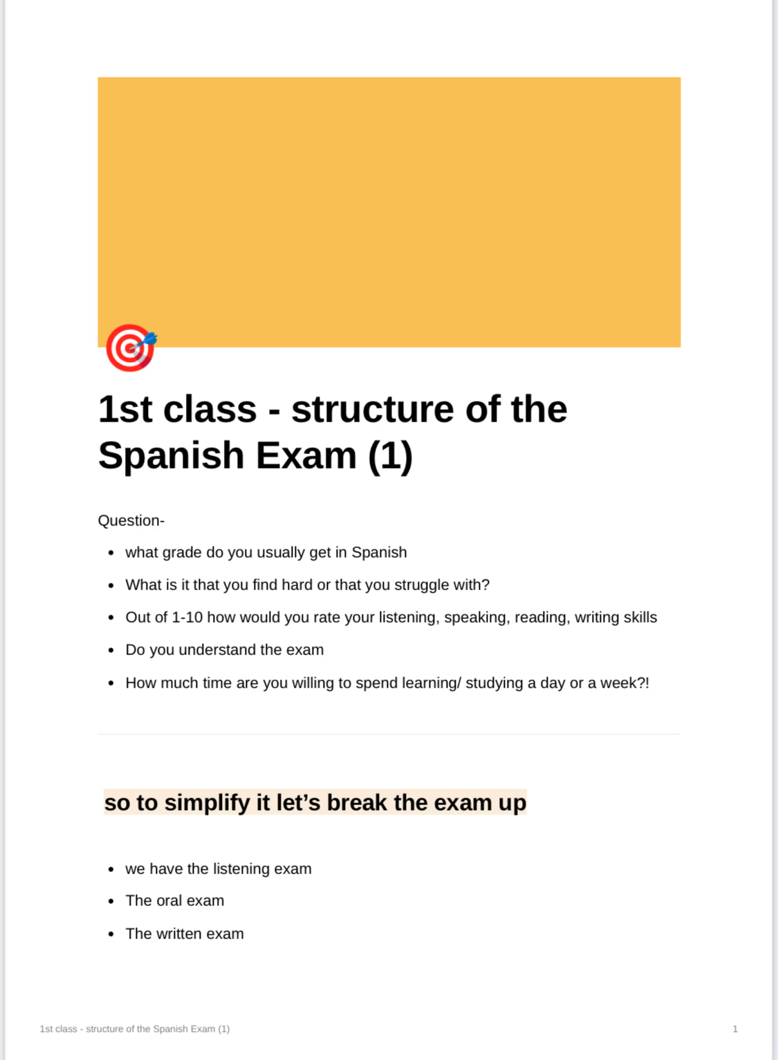 Structure of the written Spanish Leaving Cert Exam explained